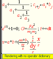 Rendering when the operator dictionary is disabled