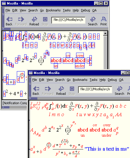 Bounding boxes of frames and final rendering